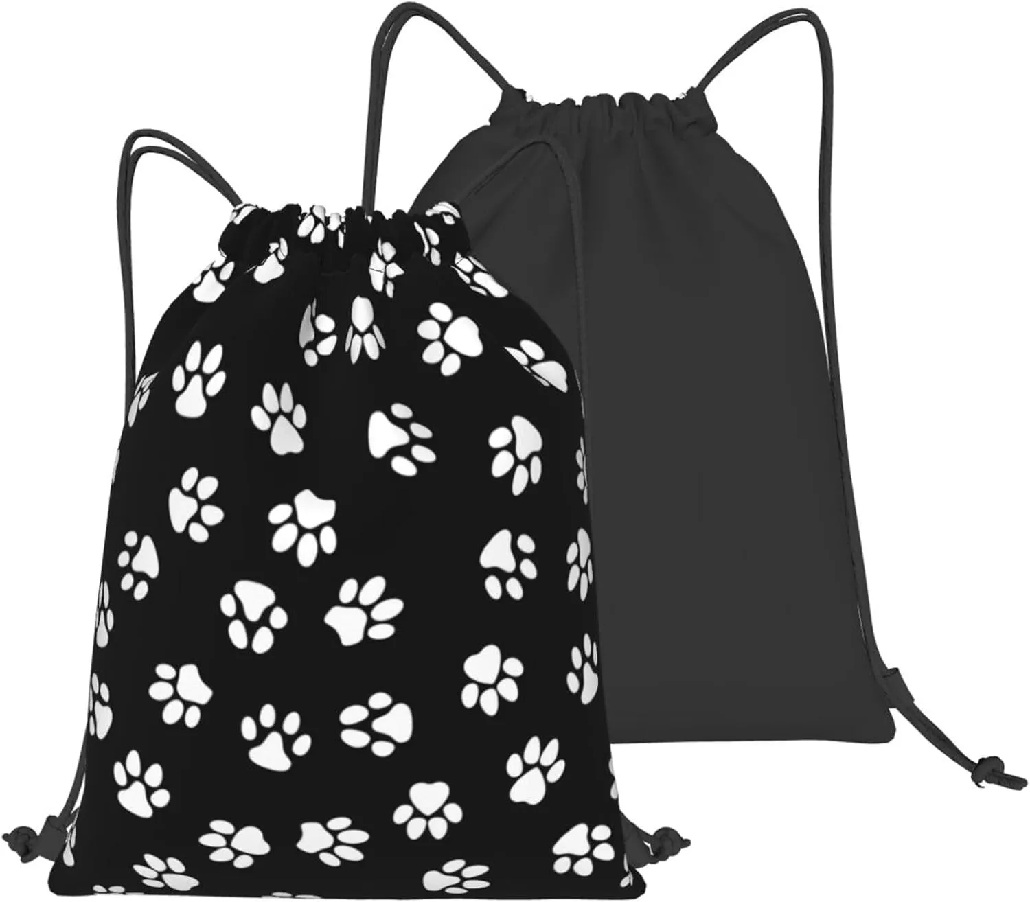 Paw Print Drawstring Bags Backpack Bag Cat or Dog Paw Prints Seamless Repeating Background String Bag Cute Animal Pet Footprints Gym Backpack for Women Men Lightweight Sports Yoga Travel Bag