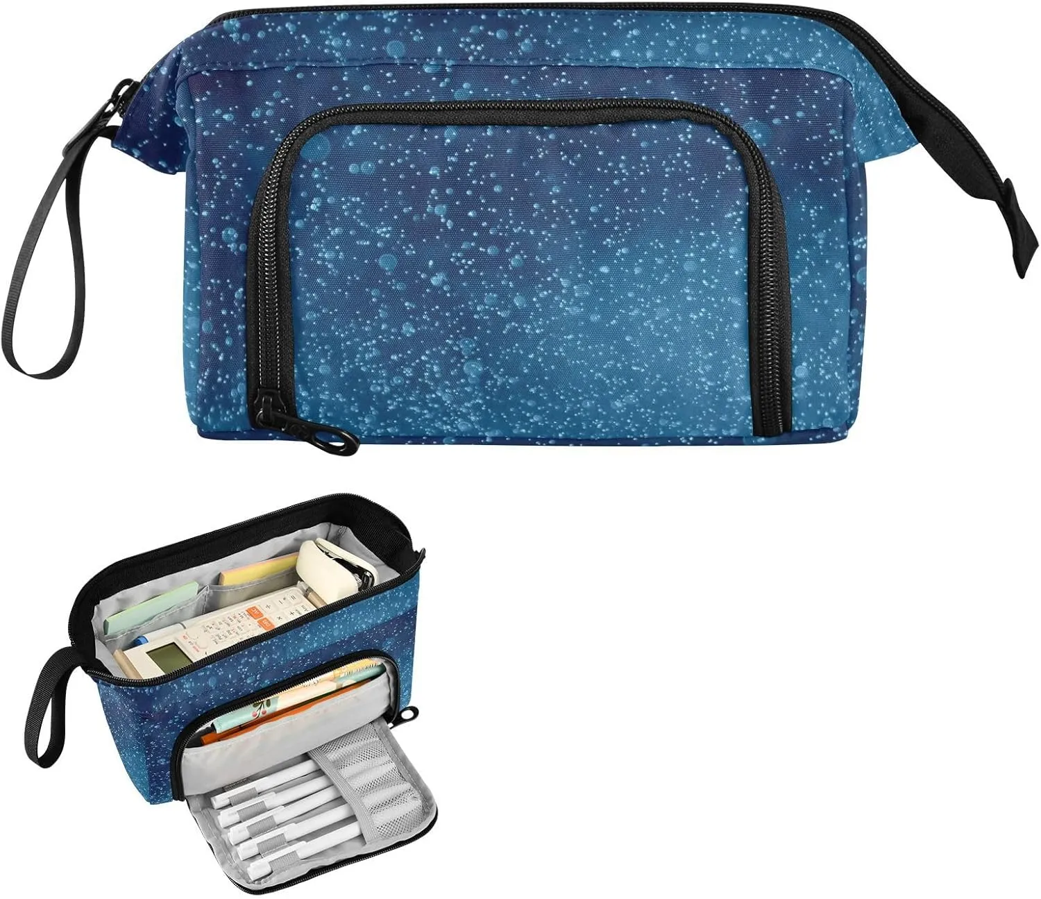 Pencil Case Pouch Aesthetic With Zipper Cute Cosmetic Bag Large For Teen Girls Boys Adults Water Droplets