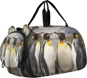 Penguin Kids Overnight Sports Duffel Bags with Shoe Compartment & Wet Pocket Travel Sport Gym Bag for Girls Boys