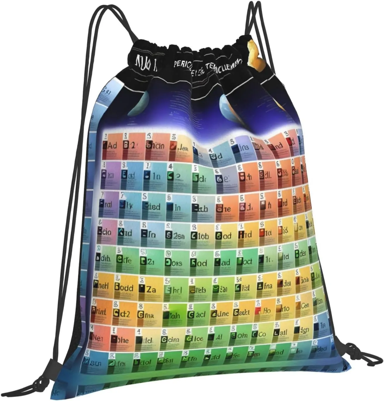 Periodic table of elements Print Sports Drawstring Backpack,Water Resistant Bag, Gym Backpack for Women Men