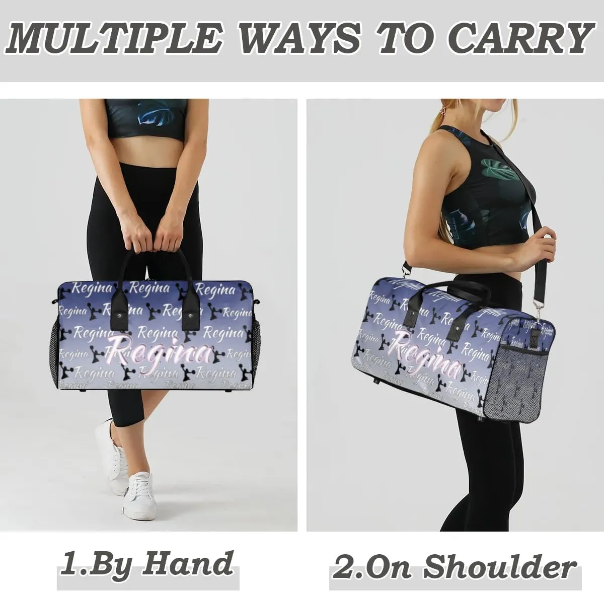Personalized Cheer Bag, Custom Dance Ballet Bag with Name, Custom Cheer Training Practice Gym Bag Travel Sport Duffel Bag for Women, Cobalt Blue Gradient