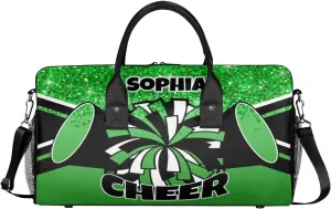 Personalized Cheer Bags for Cheerleaders Custom Sport Duffel Bag Gym Bag Travel Duffle Bag Overnight Weekender Bag with Name Dark Green Glitter