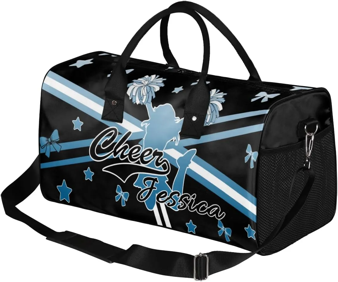 Personalized Cheer Sports Bag for Cheerleader, Blue Gradient Custom Gymnastics Gym Duffel Bags Cheer Competition Gift with Your Name Ballet Dance Overnight Weekender Bag