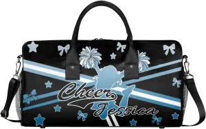 Personalized Cheer Sports Bag for Cheerleader, Blue Gradient Custom Gymnastics Gym Duffel Bags Cheer Competition Gift with Your Name Ballet Dance Overnight Weekender Bag