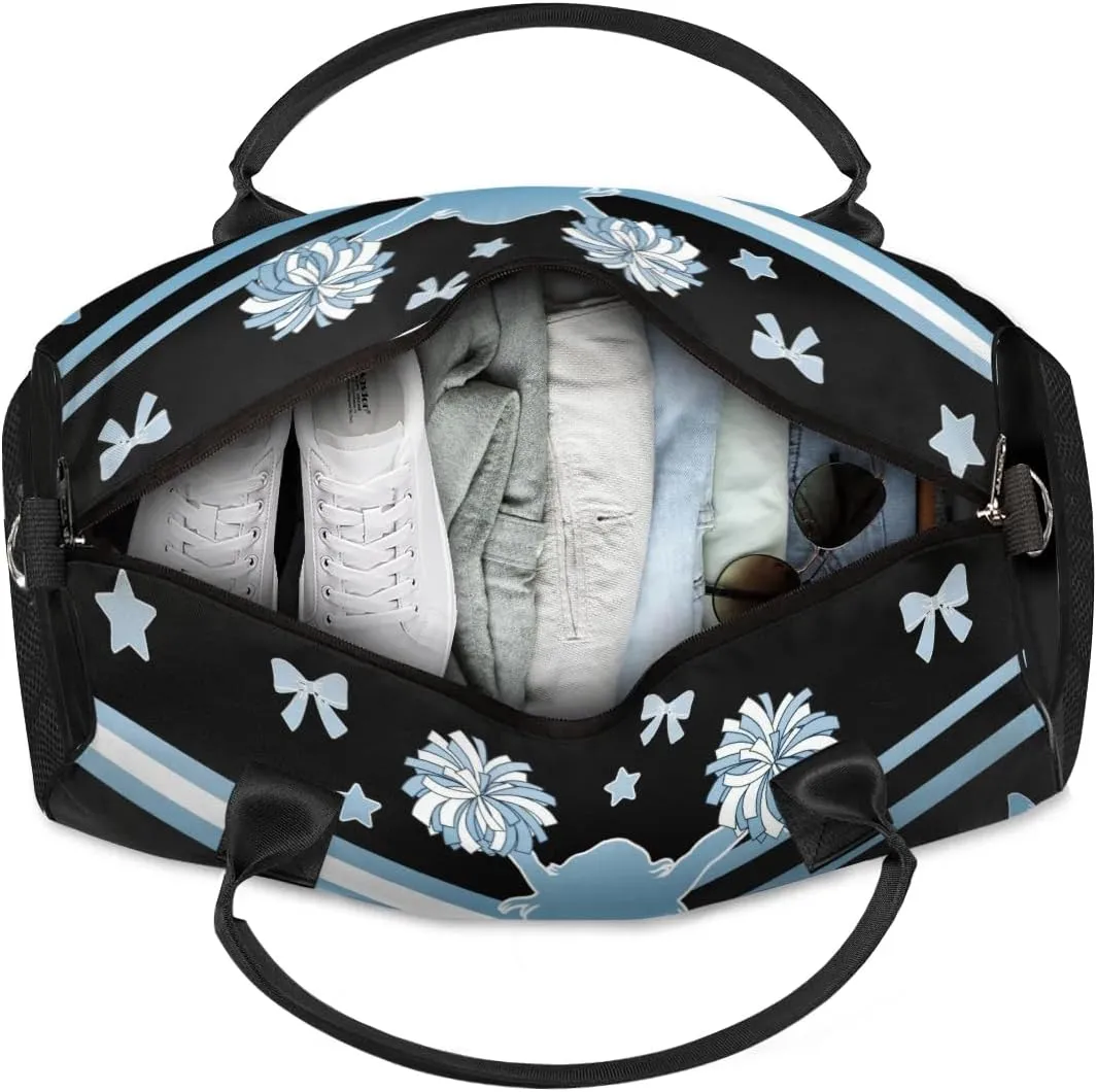 Personalized Cheer Sports Bag for Cheerleader, Blue Gradient Custom Gymnastics Gym Duffel Bags Cheer Competition Gift with Your Name Ballet Dance Overnight Weekender Bag