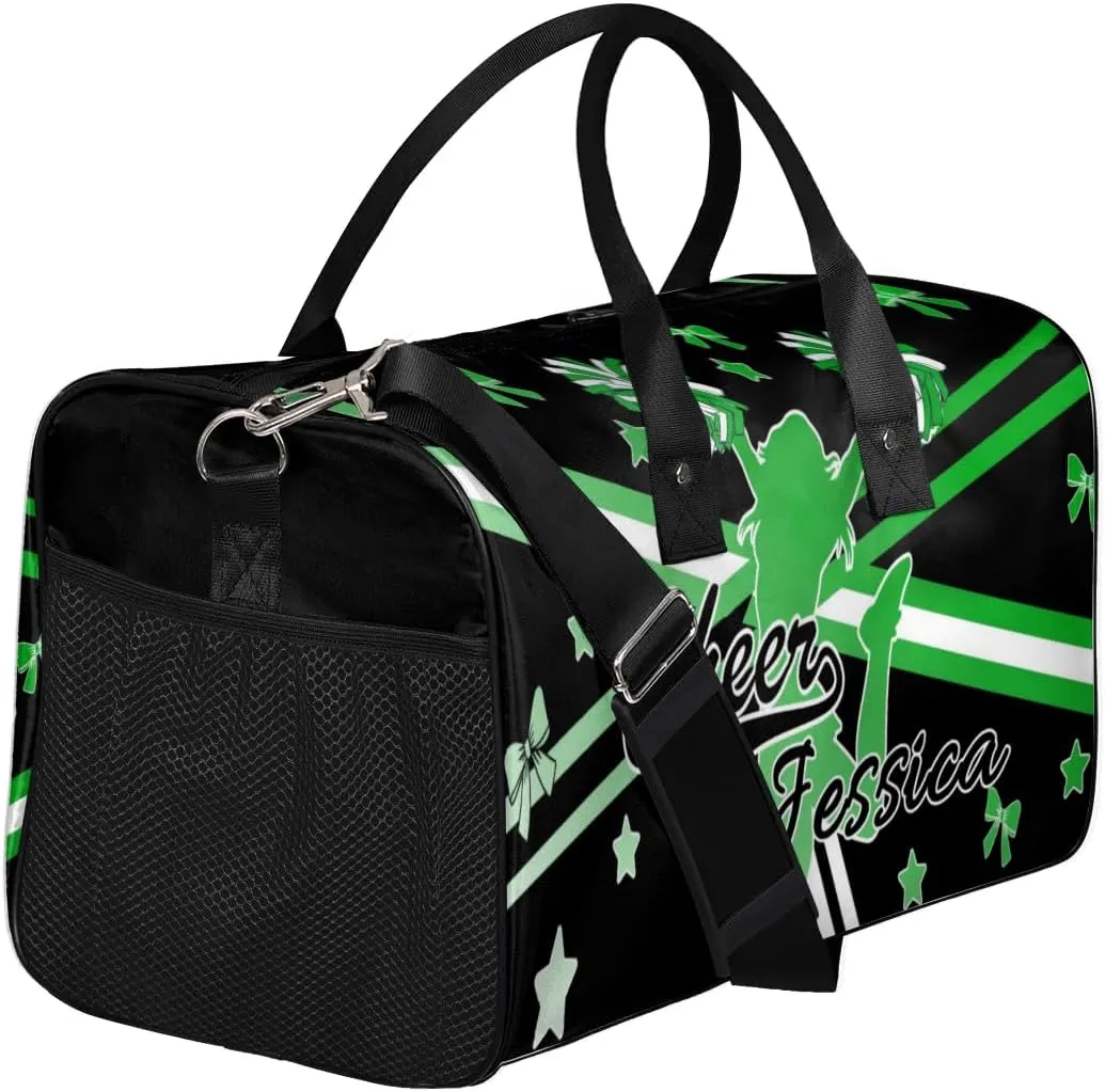 Personalized Cheer Sports Bag for Cheerleader, Grass Green Gradient Custom Gymnastics Gym Duffel Bags Cheer Competition Gift with Your Name Ballet Dance Overnight Weekender Bag