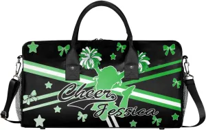 Personalized Cheer Sports Bag for Cheerleader, Grass Green Gradient Custom Gymnastics Gym Duffel Bags Cheer Competition Gift with Your Name Ballet Dance Overnight Weekender Bag