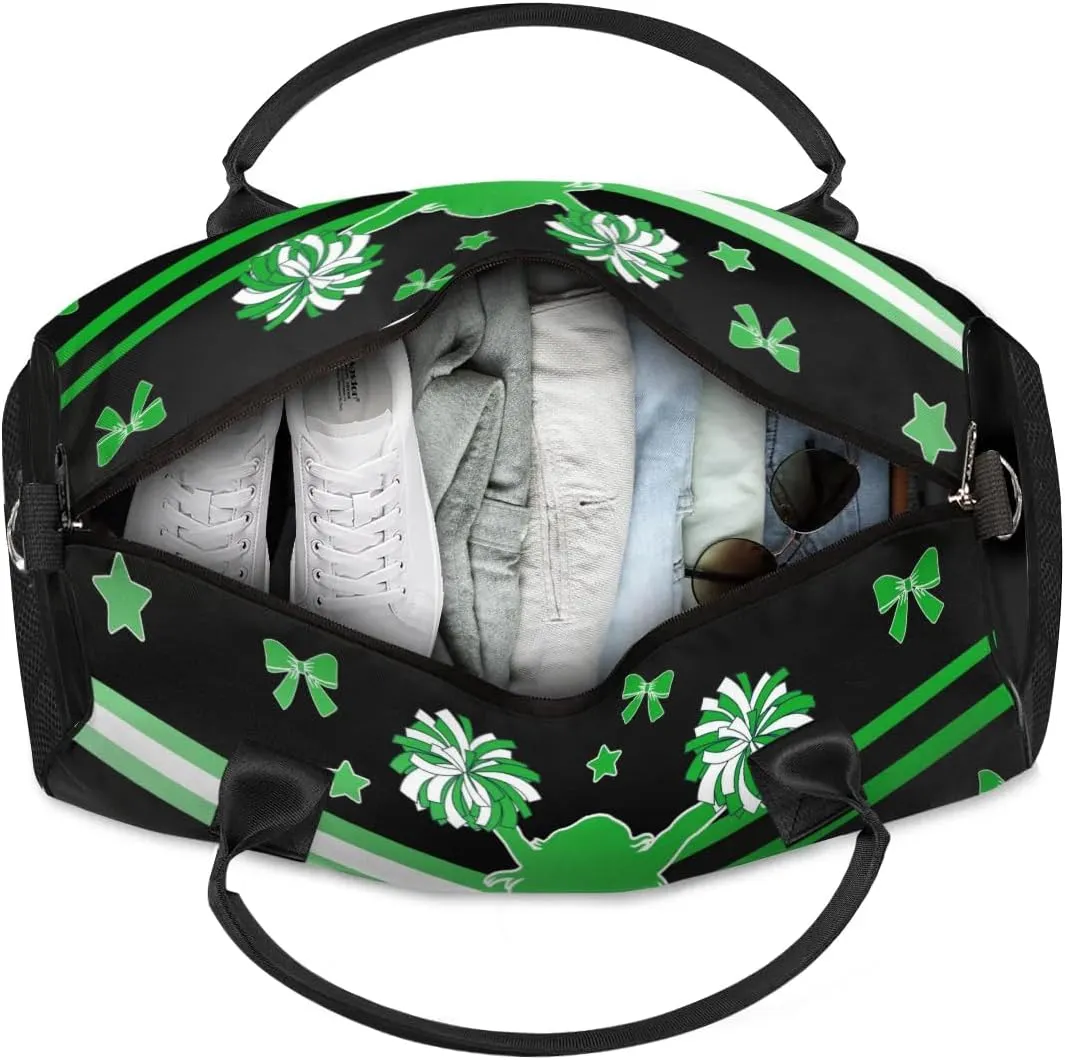 Personalized Cheer Sports Bag for Cheerleader, Grass Green Gradient Custom Gymnastics Gym Duffel Bags Cheer Competition Gift with Your Name Ballet Dance Overnight Weekender Bag