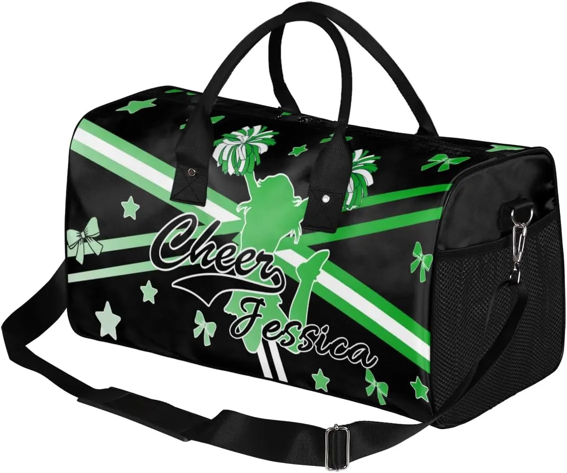 Personalized Cheer Sports Bag for Cheerleader, Grass Green Gradient Custom Gymnastics Gym Duffel Bags Cheer Competition Gift with Your Name Ballet Dance Overnight Weekender Bag