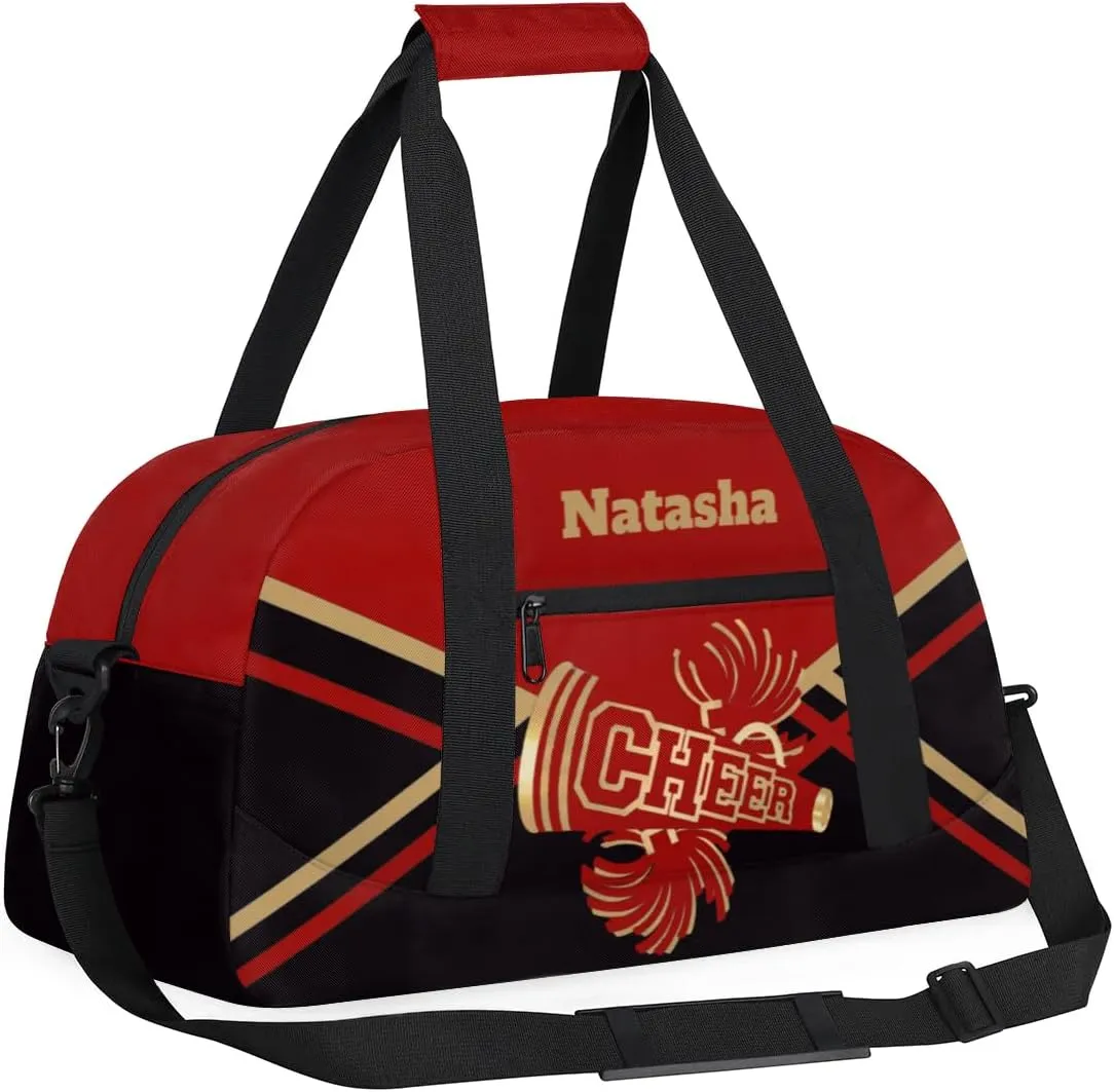 Personalized Cheerleader Bag Dance Bag for Girl, Custom Team Bag Gymnastics Bag Sport Duffel Bag, Weekender Bags Travel Duffel Bag for Cheer Team Red and Gold Cheerleader