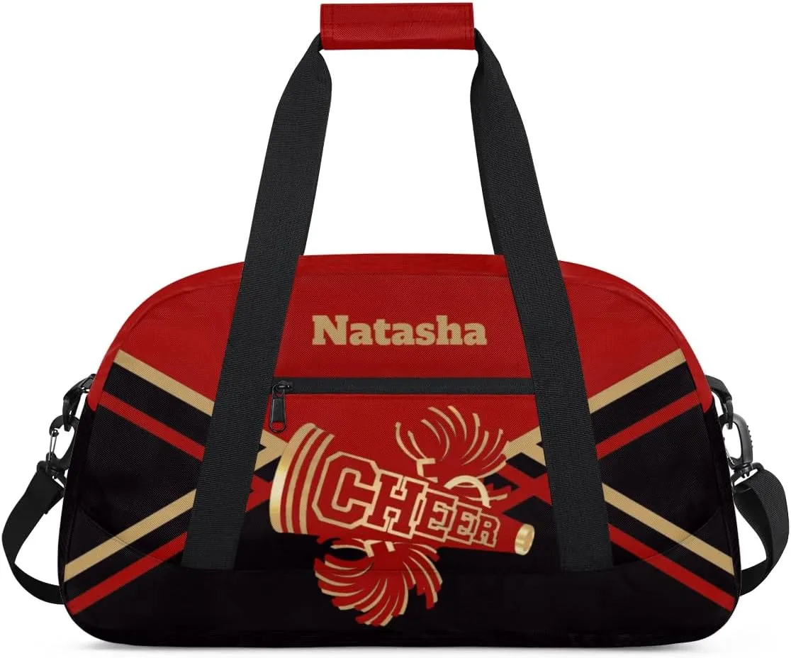 Personalized Cheerleader Bag Dance Bag for Girl, Custom Team Bag Gymnastics Bag Sport Duffel Bag, Weekender Bags Travel Duffel Bag for Cheer Team Red and Gold Cheerleader