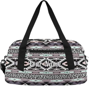 Personalized Kids Duffel Bag Abstract Aztec Leopard Navajo,Custom Sport Gym Bag for Boys Girls,WWeekender Overnight Bags Travel Duffel Bag,Customized Kids Gift