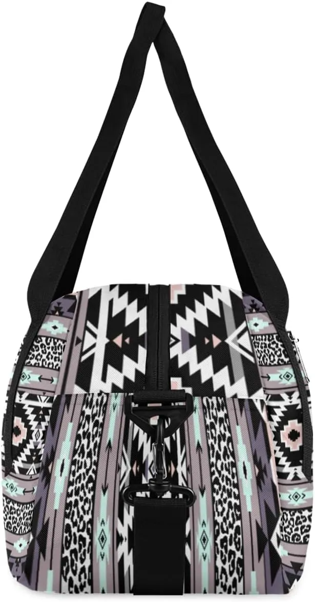 Personalized Kids Duffel Bag Abstract Aztec Leopard Navajo,Custom Sport Gym Bag for Boys Girls,WWeekender Overnight Bags Travel Duffel Bag,Customized Kids Gift