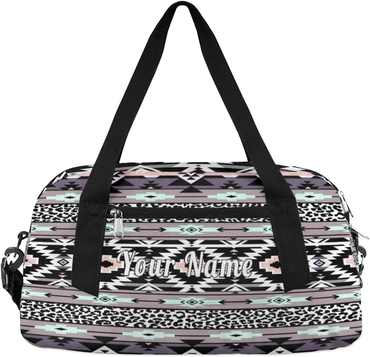 Personalized Kids Duffel Bag Abstract Aztec Leopard Navajo,Custom Sport Gym Bag for Boys Girls,WWeekender Overnight Bags Travel Duffel Bag,Customized Kids Gift