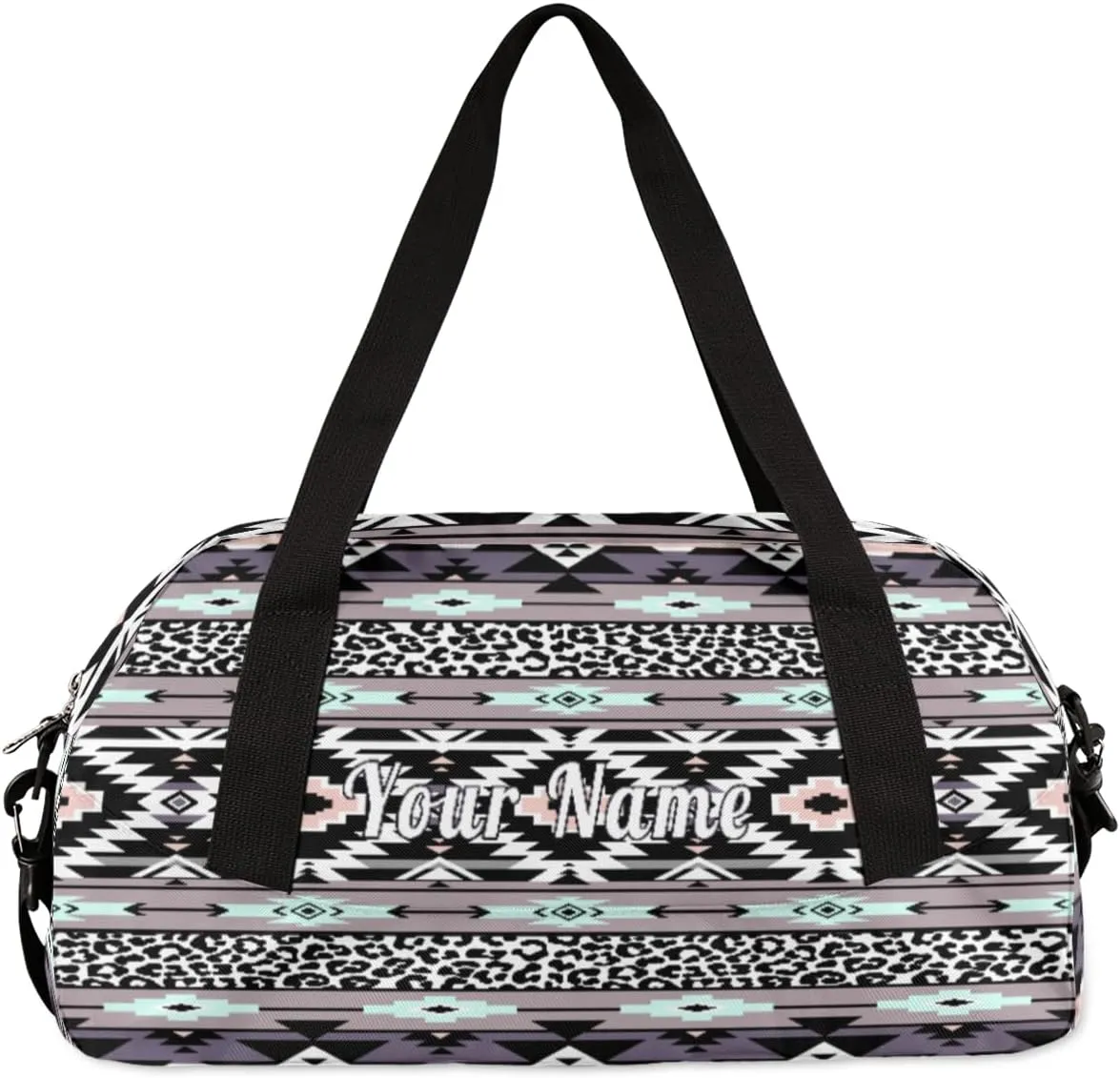 Personalized Kids Duffel Bag Abstract Aztec Leopard Navajo,Custom Sport Gym Bag for Boys Girls,WWeekender Overnight Bags Travel Duffel Bag,Customized Kids Gift