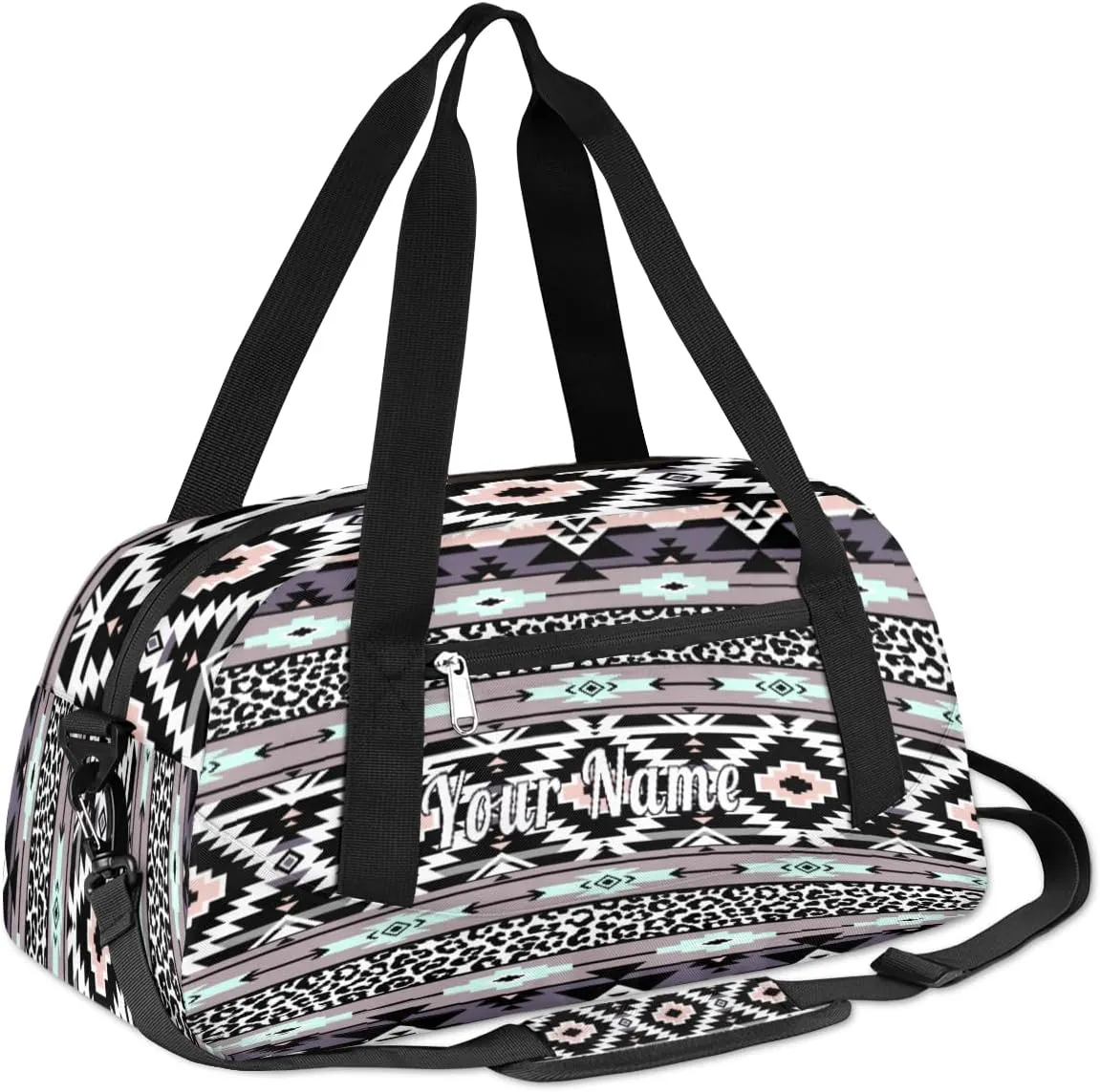 Personalized Kids Duffel Bag Abstract Aztec Leopard Navajo,Custom Sport Gym Bag for Boys Girls,WWeekender Overnight Bags Travel Duffel Bag,Customized Kids Gift