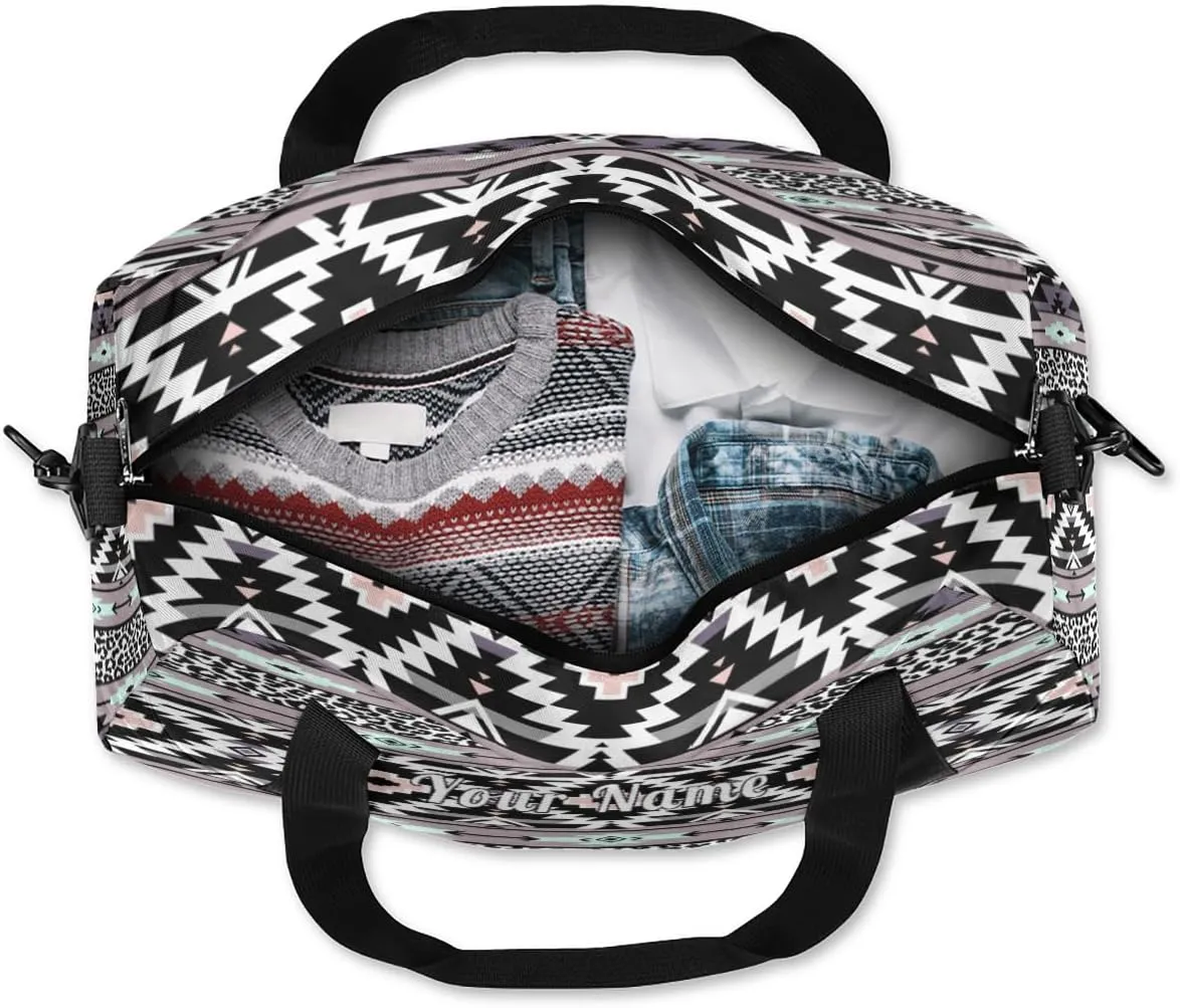 Personalized Kids Duffel Bag Abstract Aztec Leopard Navajo,Custom Sport Gym Bag for Boys Girls,WWeekender Overnight Bags Travel Duffel Bag,Customized Kids Gift