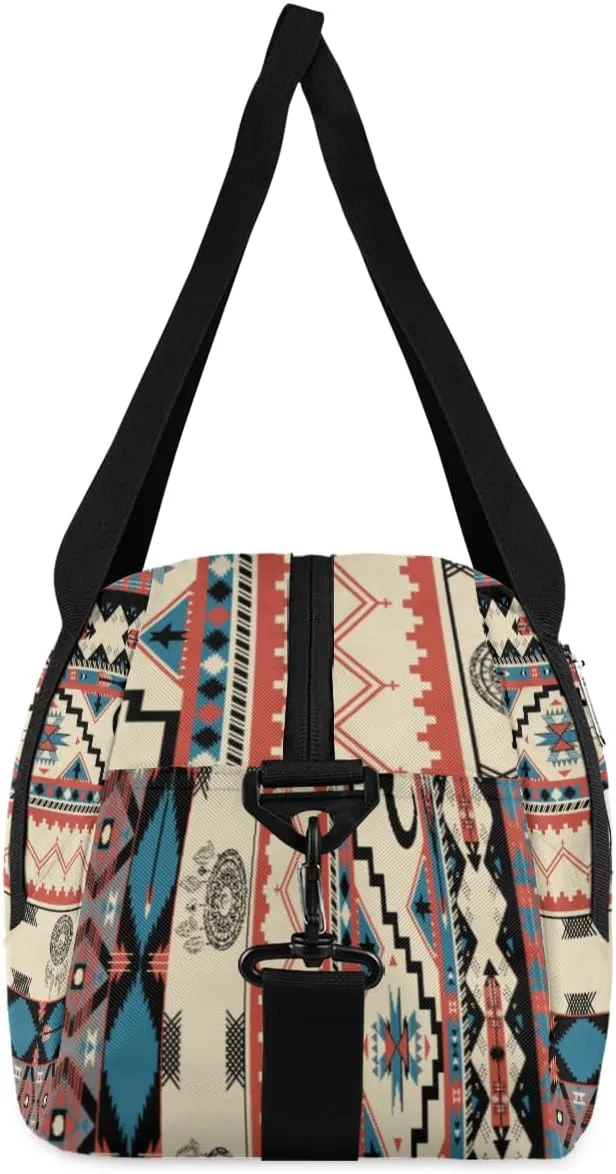 Personalized Kids Duffel Bag African Bull Cow Aztec,Custom Sport Gym Bag for Boys Girls,WWeekender Overnight Bags Travel Duffel Bag,Customized Kids Gift