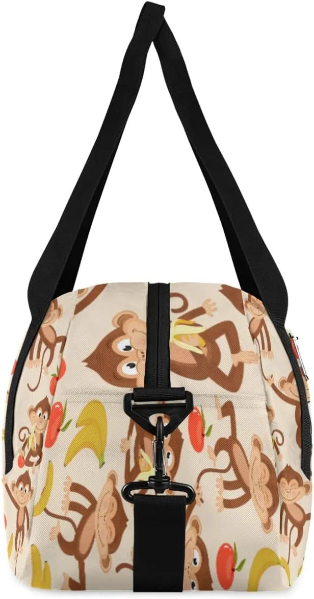 Personalized Kids Duffel Bag Animal Monkey Banana,Custom Sport Gym Bag for Boys Girls,WWeekender Overnight Bags Travel Duffel Bag,Customized Kids Gift