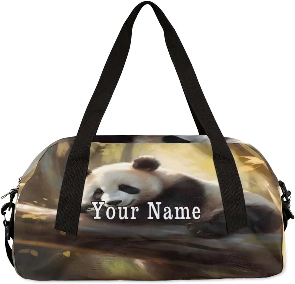Personalized Kids Duffel Bag Animal Panda Bear,Custom Sport Gym Bag for Boys Girls,WWeekender Overnight Bags Travel Duffel Bag,Customized Kids Gift