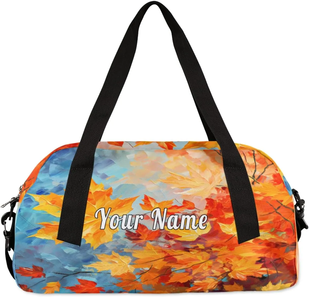 Personalized Kids Duffel Bag Art Autumn Fall Maple,Custom Sport Gym Bag for Boys Girls,WWeekender Overnight Bags Travel Duffel Bag,Customized Kids Gift