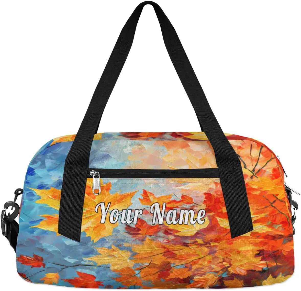 Personalized Kids Duffel Bag Art Autumn Fall Maple,Custom Sport Gym Bag for Boys Girls,WWeekender Overnight Bags Travel Duffel Bag,Customized Kids Gift
