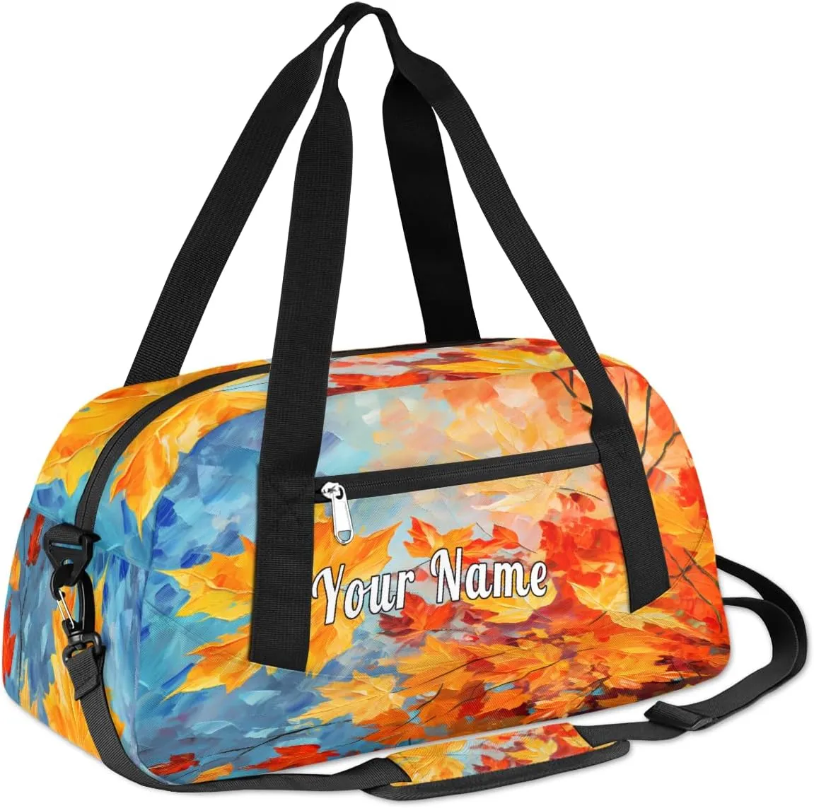 Personalized Kids Duffel Bag Art Autumn Fall Maple,Custom Sport Gym Bag for Boys Girls,WWeekender Overnight Bags Travel Duffel Bag,Customized Kids Gift