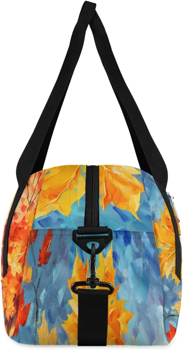 Personalized Kids Duffel Bag Art Autumn Fall Maple,Custom Sport Gym Bag for Boys Girls,WWeekender Overnight Bags Travel Duffel Bag,Customized Kids Gift