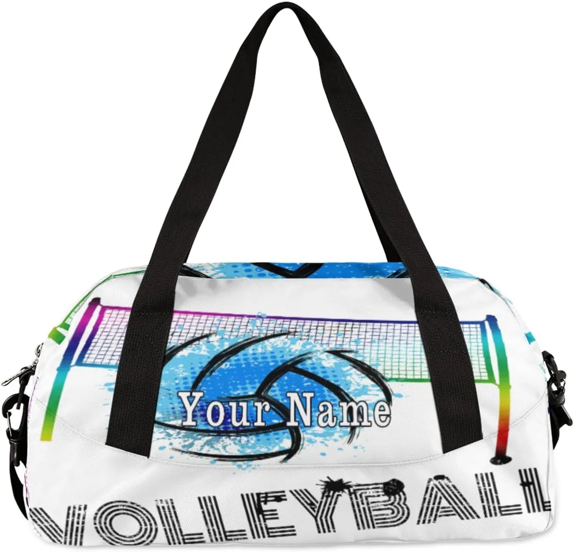 Personalized Kids Duffel Bag Art Swirl Volleyball Ball,Custom Sport Gym Bag for Boys Girls,WWeekender Overnight Bags Travel Duffel Bag,Customized Kids Gift