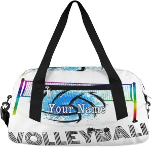 Personalized Kids Duffel Bag Art Swirl Volleyball Ball,Custom Sport Gym Bag for Boys Girls,WWeekender Overnight Bags Travel Duffel Bag,Customized Kids Gift