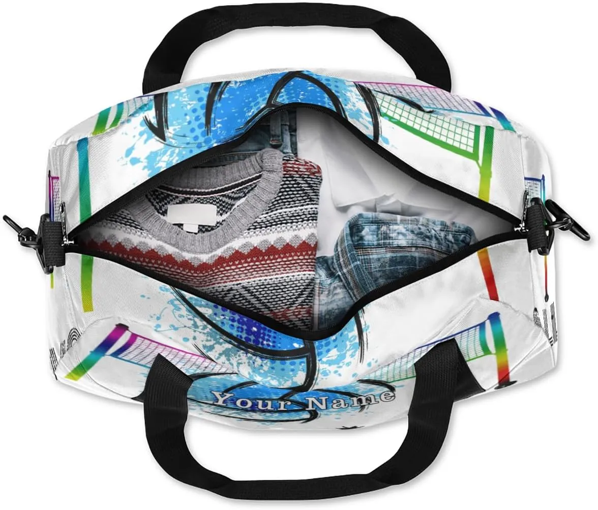 Personalized Kids Duffel Bag Art Swirl Volleyball Ball,Custom Sport Gym Bag for Boys Girls,WWeekender Overnight Bags Travel Duffel Bag,Customized Kids Gift