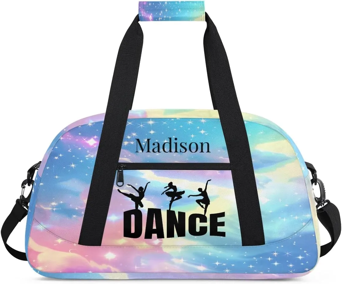Personalized Kids Duffel Bag Ballet Dancer Dance,Custom Sport Gym Bag for Boys Girls,Weekender Overnight Bags Travel Duffel Bag,Customized Kids Gift Fantasy Galaxy