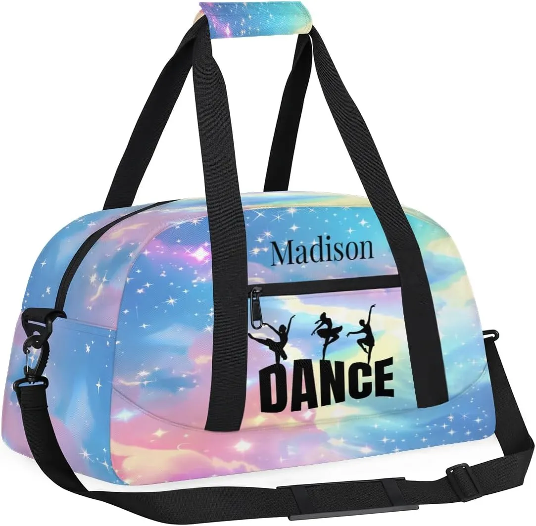 Personalized Kids Duffel Bag Ballet Dancer Dance,Custom Sport Gym Bag for Boys Girls,Weekender Overnight Bags Travel Duffel Bag,Customized Kids Gift Fantasy Galaxy