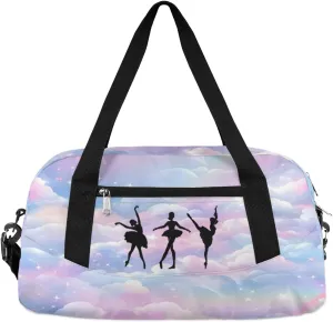 Personalized Kids Duffel Bag Ballet Dancer,Custom Sport Gym Bag for Girls,Weekender Overnight Tote Bag Carry On Duffel Bag for Travel Gymnastic Galaxy Nebula