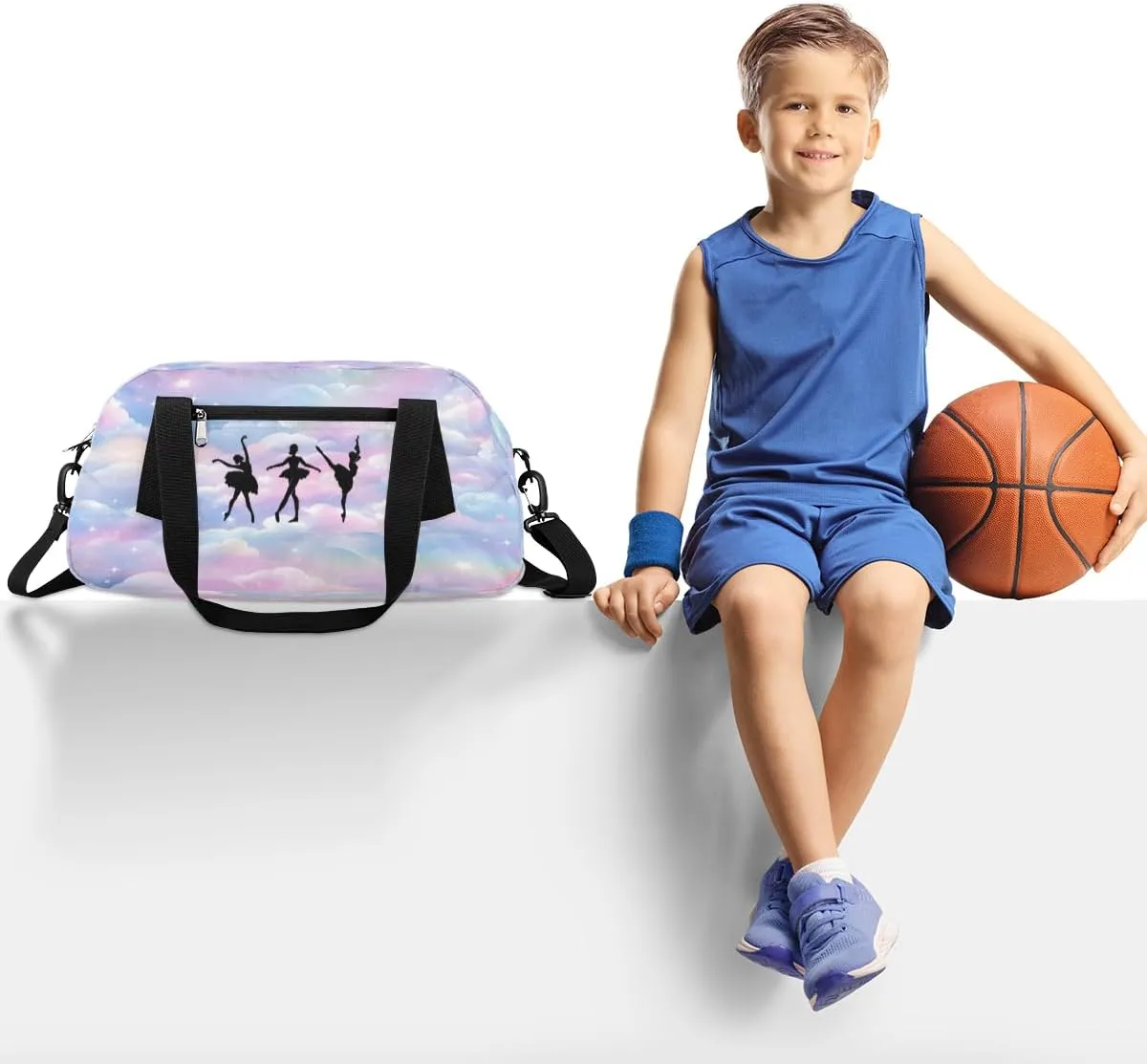 Personalized Kids Duffel Bag Ballet Dancer,Custom Sport Gym Bag for Girls,Weekender Overnight Tote Bag Carry On Duffel Bag for Travel Gymnastic Galaxy Nebula
