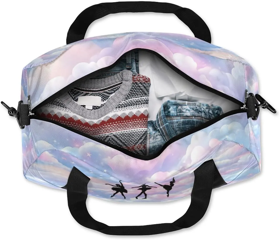 Personalized Kids Duffel Bag Ballet Dancer,Custom Sport Gym Bag for Girls,Weekender Overnight Tote Bag Carry On Duffel Bag for Travel Gymnastic Galaxy Nebula