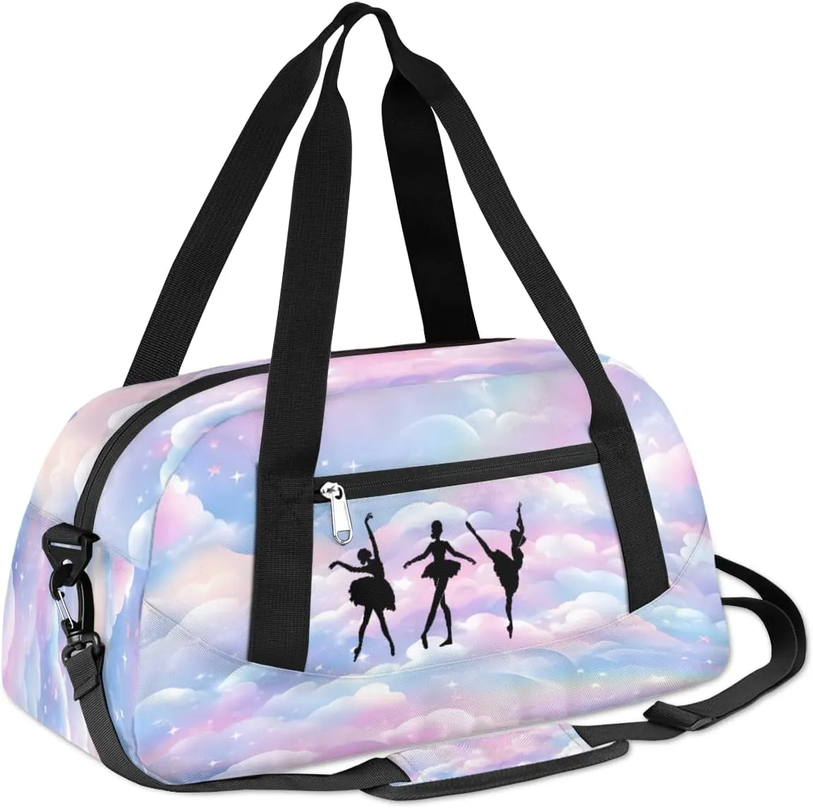 Personalized Kids Duffel Bag Ballet Dancer,Custom Sport Gym Bag for Girls,Weekender Overnight Tote Bag Carry On Duffel Bag for Travel Gymnastic Galaxy Nebula