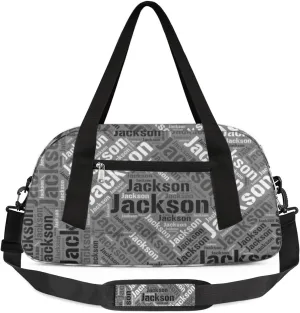 Personalized Kids Duffel Bag, Custom Sport Gym Bag, Dance Bag Weekender Carry On Bags Travel Duffel Bag for Boy & Girl Black Gray