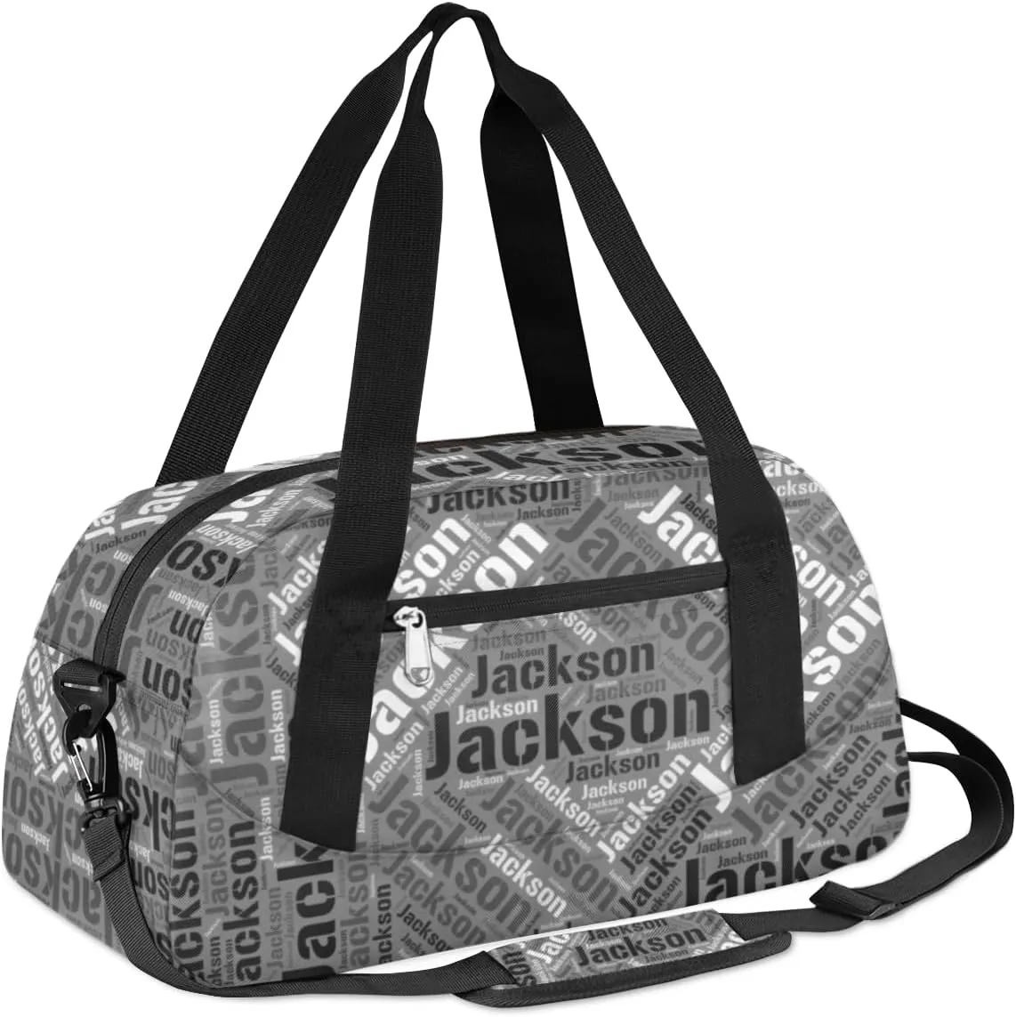 Personalized Kids Duffel Bag, Custom Sport Gym Bag, Dance Bag Weekender Carry On Bags Travel Duffel Bag for Boy & Girl Black Gray