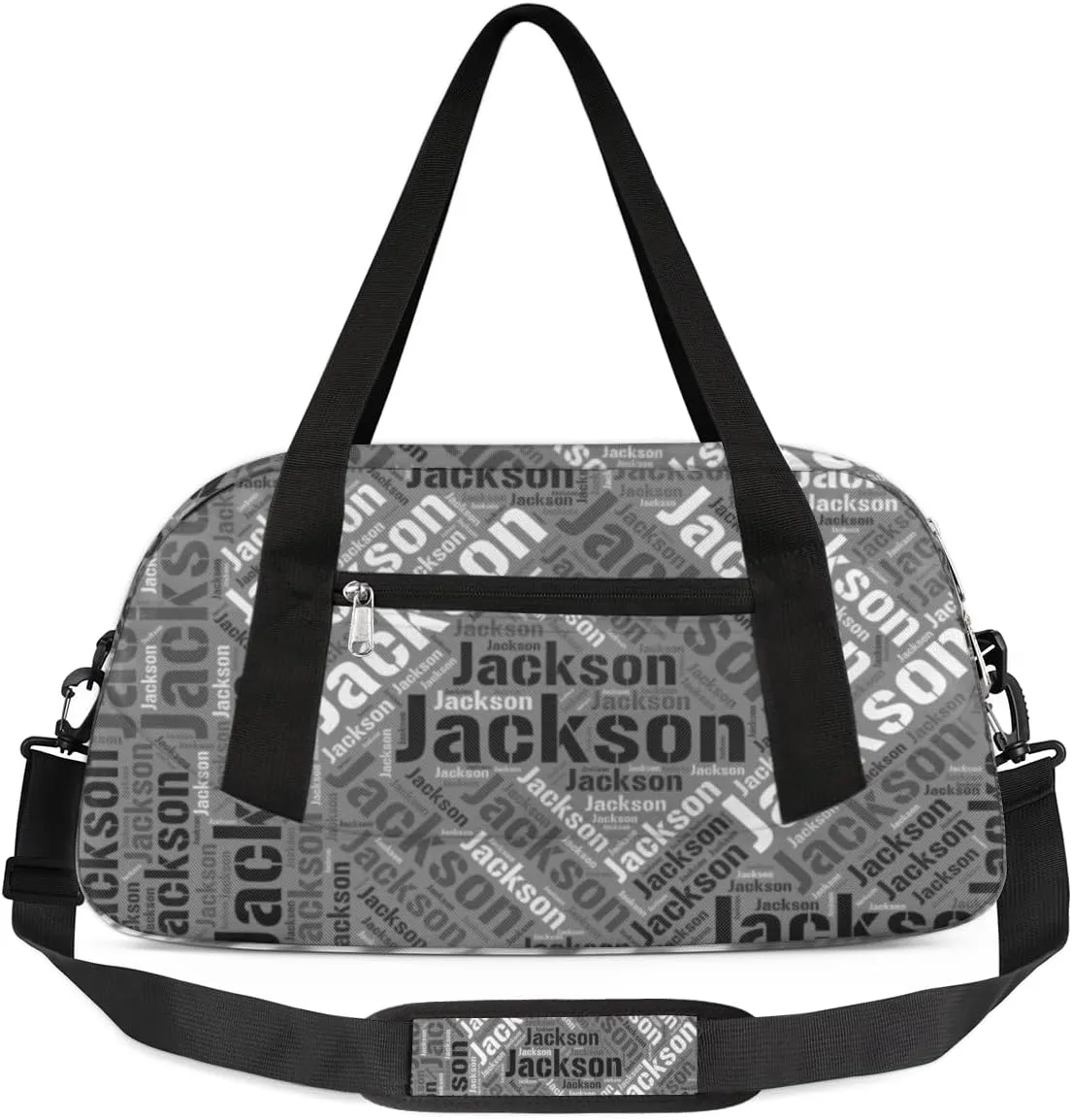 Personalized Kids Duffel Bag, Custom Sport Gym Bag, Dance Bag Weekender Carry On Bags Travel Duffel Bag for Boy & Girl Black Gray