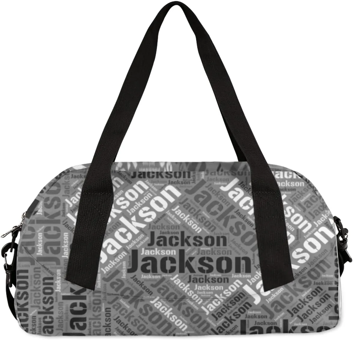 Personalized Kids Duffel Bag, Custom Sport Gym Bag, Dance Bag Weekender Carry On Bags Travel Duffel Bag for Boy & Girl Black Gray