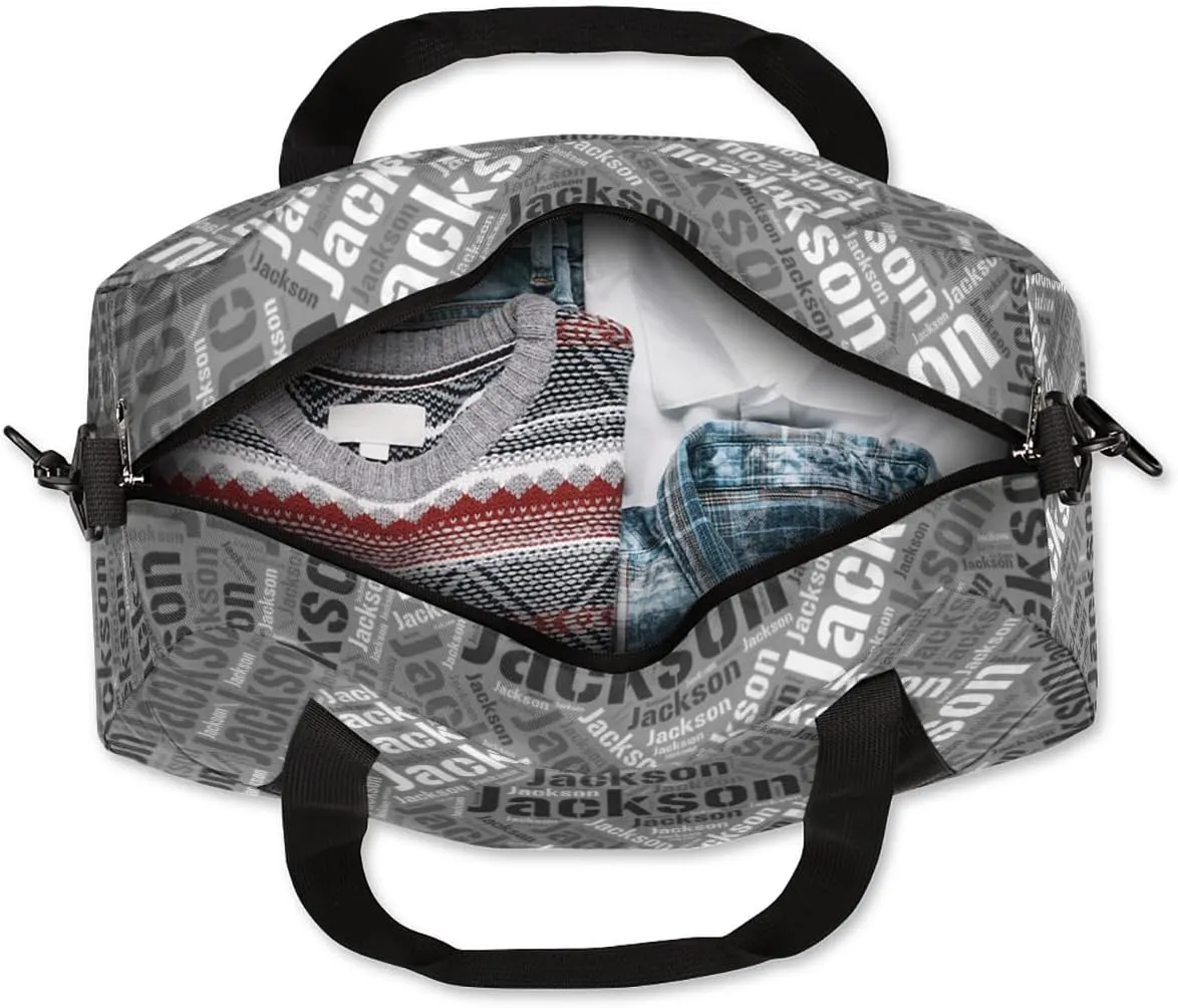 Personalized Kids Duffel Bag, Custom Sport Gym Bag, Dance Bag Weekender Carry On Bags Travel Duffel Bag for Boy & Girl Black Gray