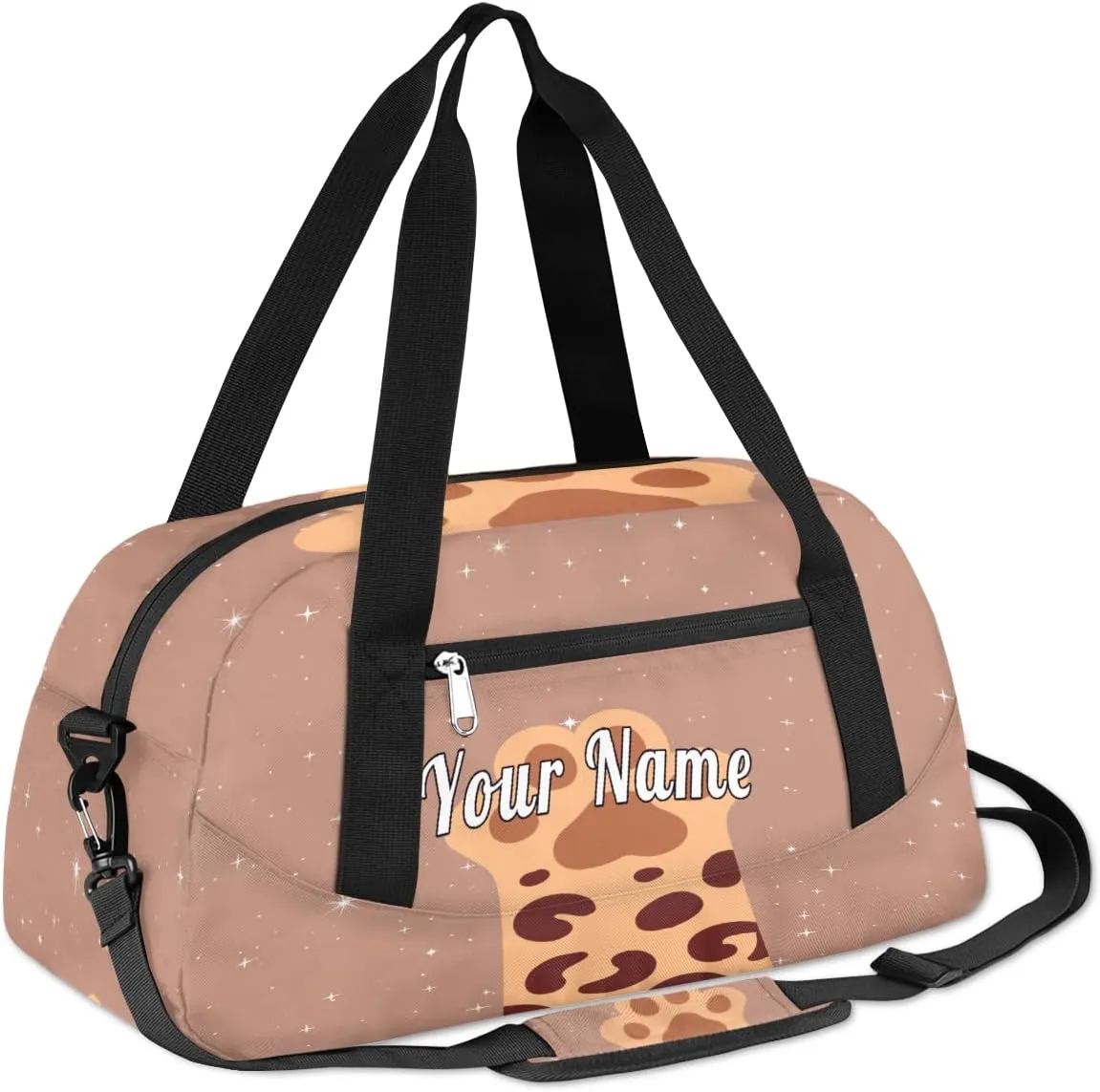 Personalized Kids Duffel Bag Cute Cat Paw,Custom Sport Gym Bag for Boys Girls,WWeekender Overnight Bags Travel Duffel Bag,Customized Kids Gift