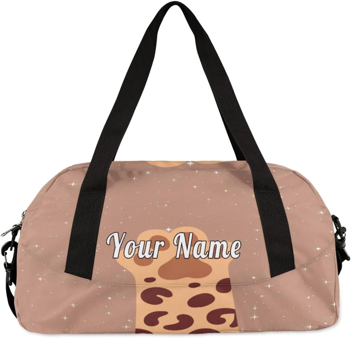 Personalized Kids Duffel Bag Cute Cat Paw,Custom Sport Gym Bag for Boys Girls,WWeekender Overnight Bags Travel Duffel Bag,Customized Kids Gift