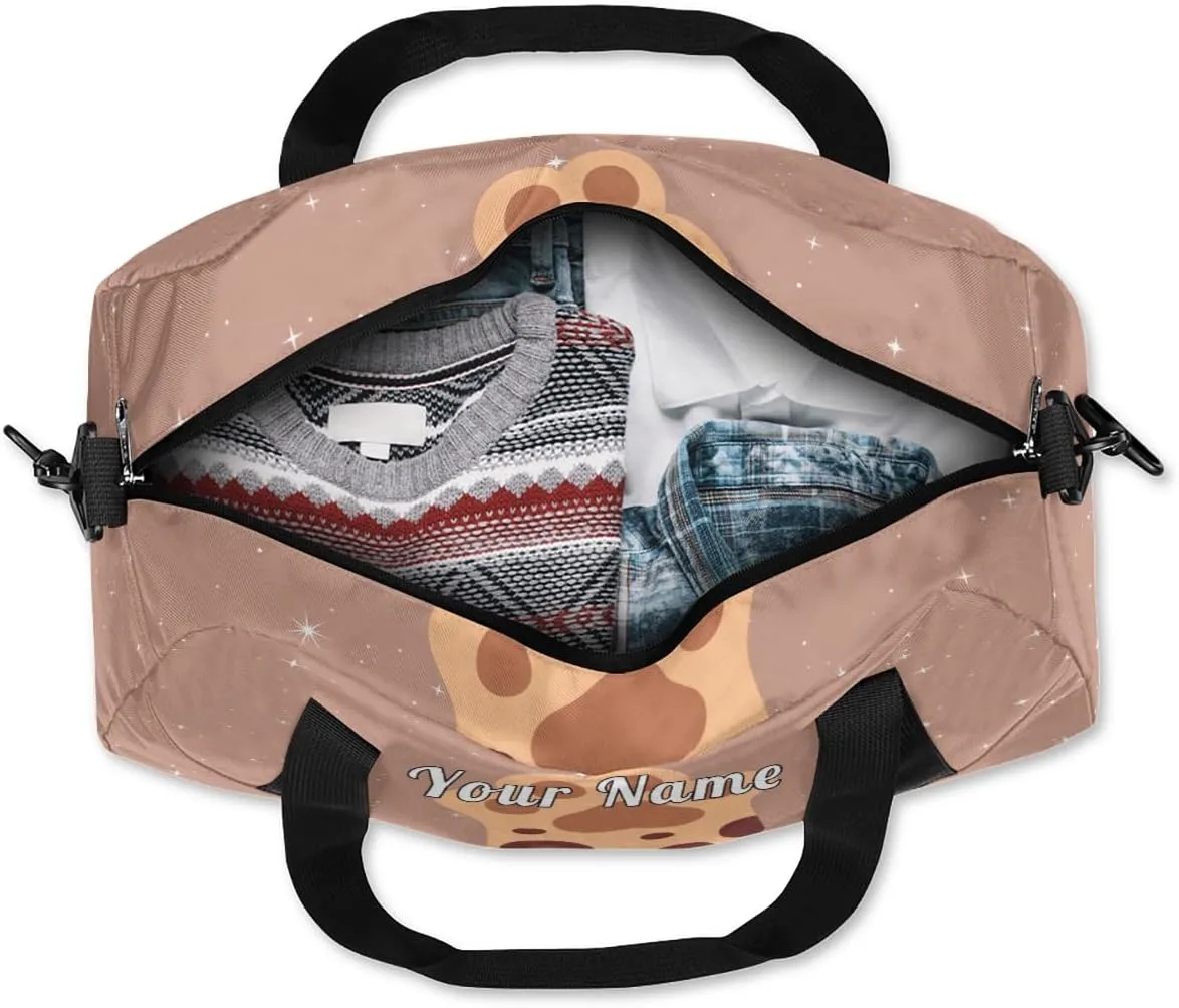 Personalized Kids Duffel Bag Cute Cat Paw,Custom Sport Gym Bag for Boys Girls,WWeekender Overnight Bags Travel Duffel Bag,Customized Kids Gift