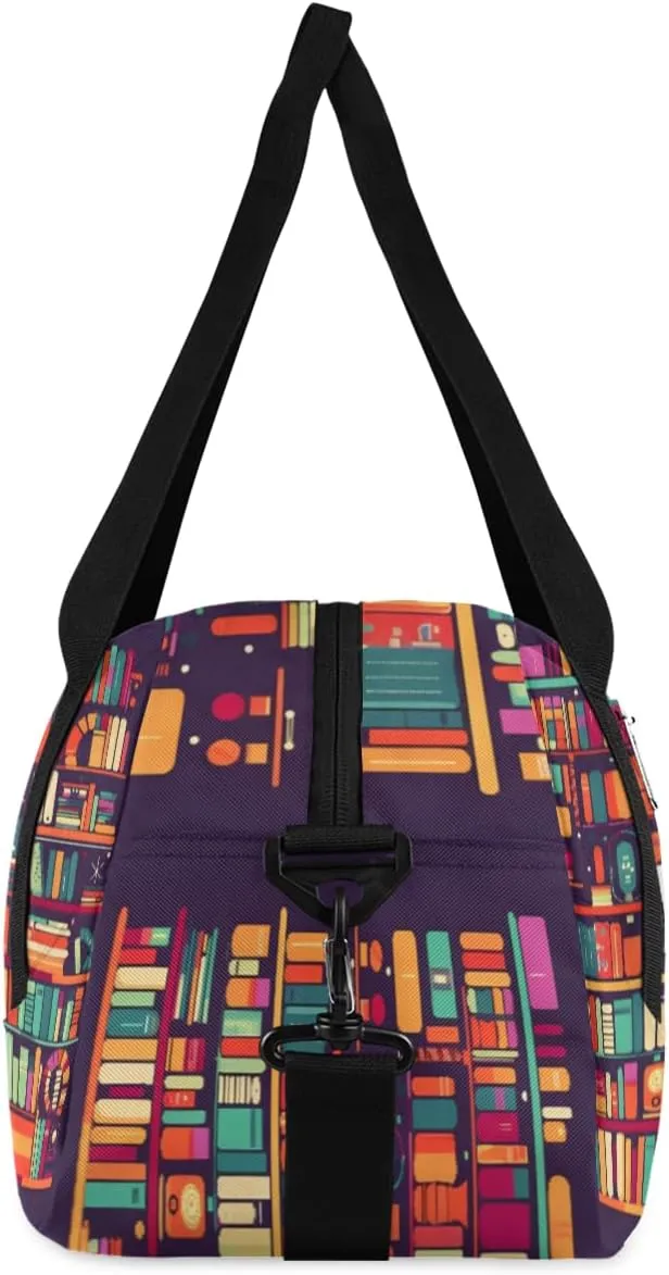 Personalized Kids Duffel Bag Education Bookshelf Book,Custom Sport Gym Bag for Boys Girls,WWeekender Overnight Bags Travel Duffel Bag,Customized Kids Gift