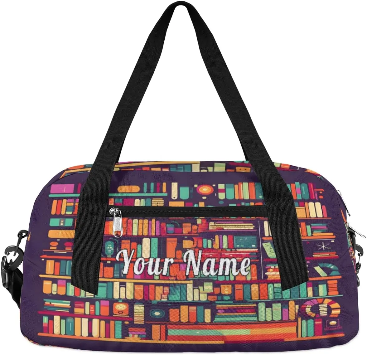 Personalized Kids Duffel Bag Education Bookshelf Book,Custom Sport Gym Bag for Boys Girls,WWeekender Overnight Bags Travel Duffel Bag,Customized Kids Gift