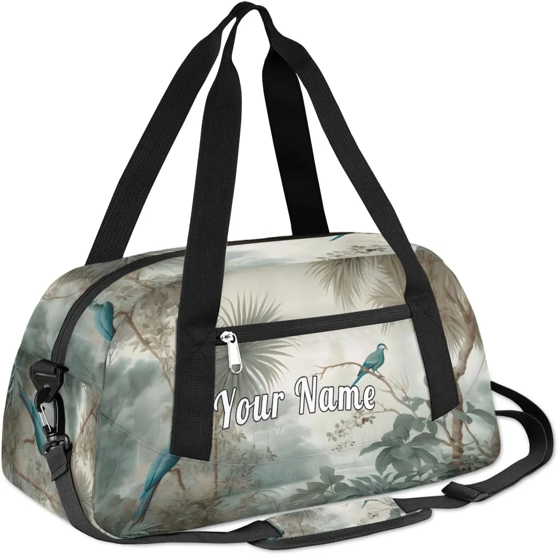 Personalized Kids Duffel Bag Fantasy Animal Peacock Tree,Custom Sport Gym Bag for Boys Girls,WWeekender Overnight Bags Travel Duffel Bag,Customized Kids Gift