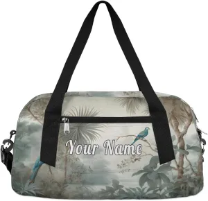 Personalized Kids Duffel Bag Fantasy Animal Peacock Tree,Custom Sport Gym Bag for Boys Girls,WWeekender Overnight Bags Travel Duffel Bag,Customized Kids Gift
