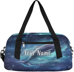 Personalized Kids Duffel Bag Galaxy Animal Sea Dolphin,Custom Sport Gym Bag for Boys Girls,WWeekender Overnight Bags Travel Duffel Bag,Customized Kids Gift